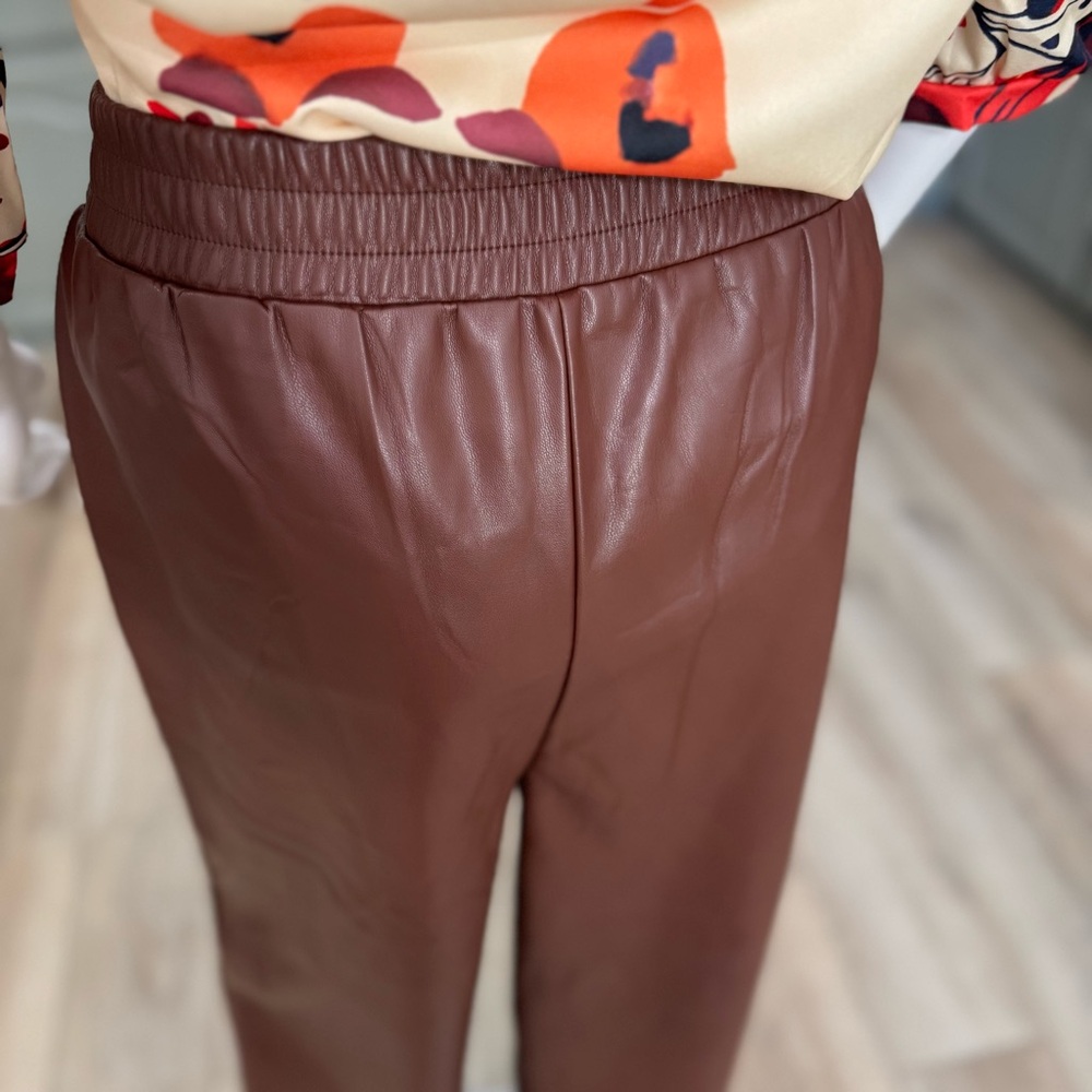 NWOT PU Leather Pants Brown Women's Size Large SUPER SOFT! - Picture 9 of 16